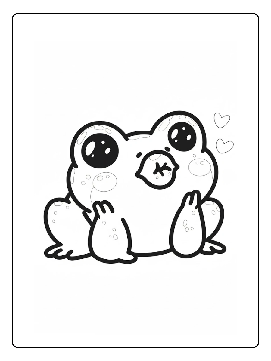 Cute Frog Coloring Pages – Frog with Big Eyes