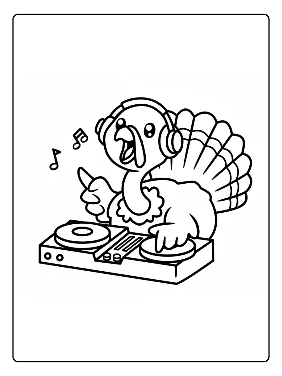 Cute Turkey Coloring Pages – Turkey with Bow Tie