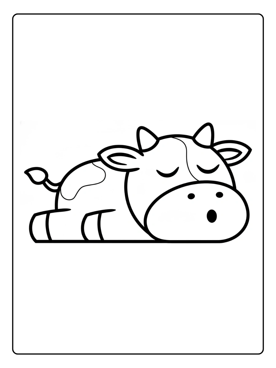 Cute Cow Coloring Pages – Baby Cow Sleeping