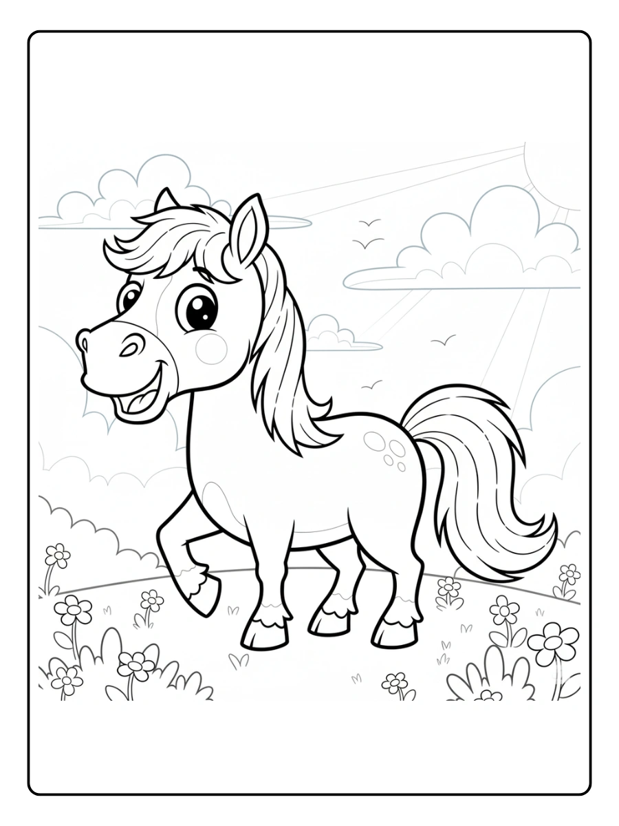 Cute Horse Coloring Pages – Horse with Saddle