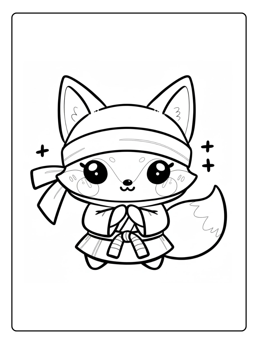 Cute Fox Coloring Pages – Fox Wearing Scarf