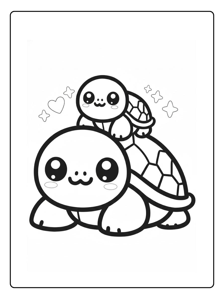 Cute Turtle Coloring Pages – Cute Turtle Family
