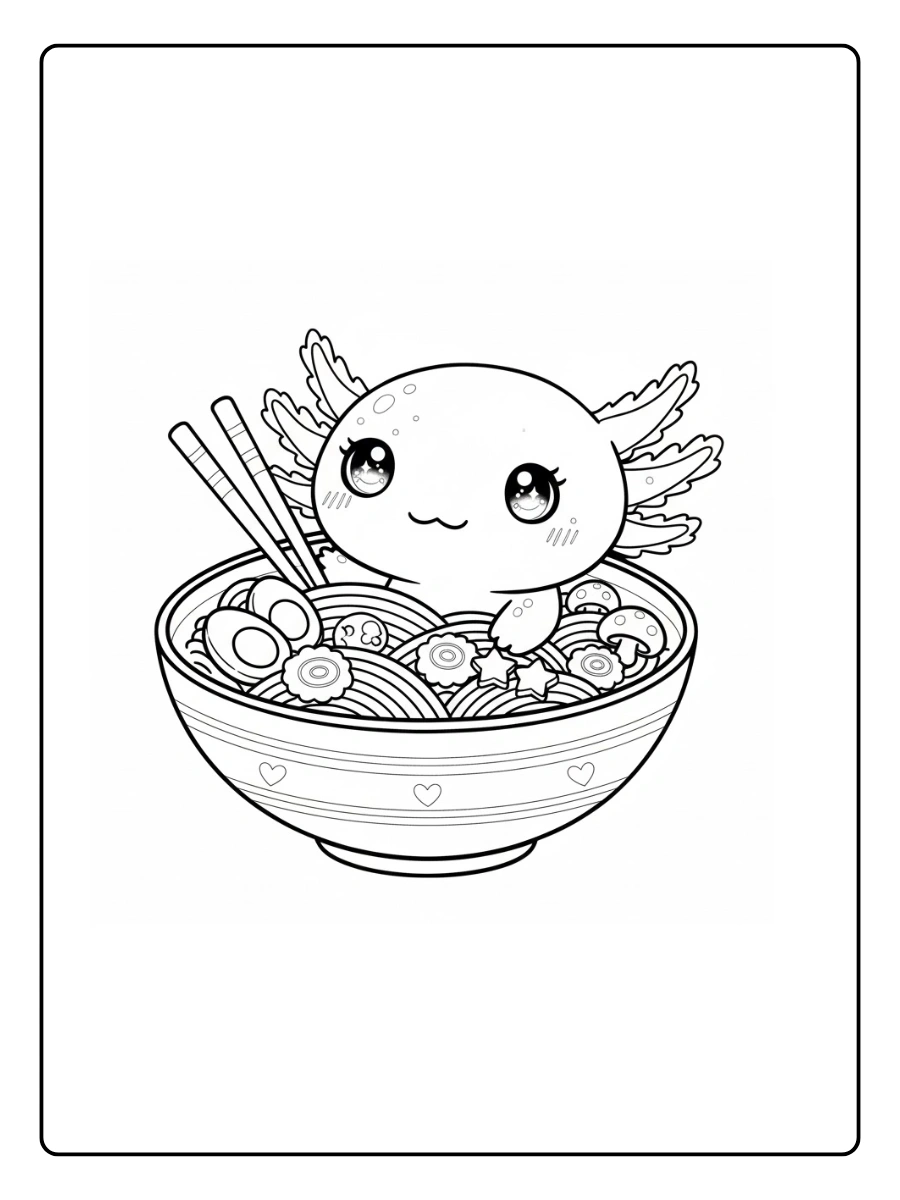 Cute Axolotl Coloring Pages – Axolotl in Underwater Scene
