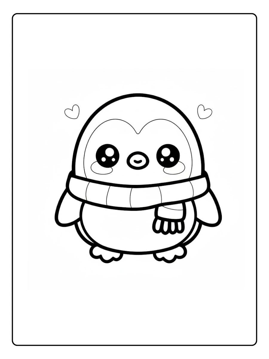 Cute Penguin Coloring Pages – Penguin Holding Heart