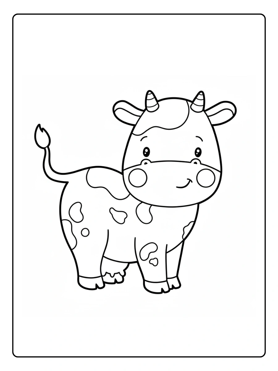 Cute Cow Coloring Pages – Cute Cow Cartoon