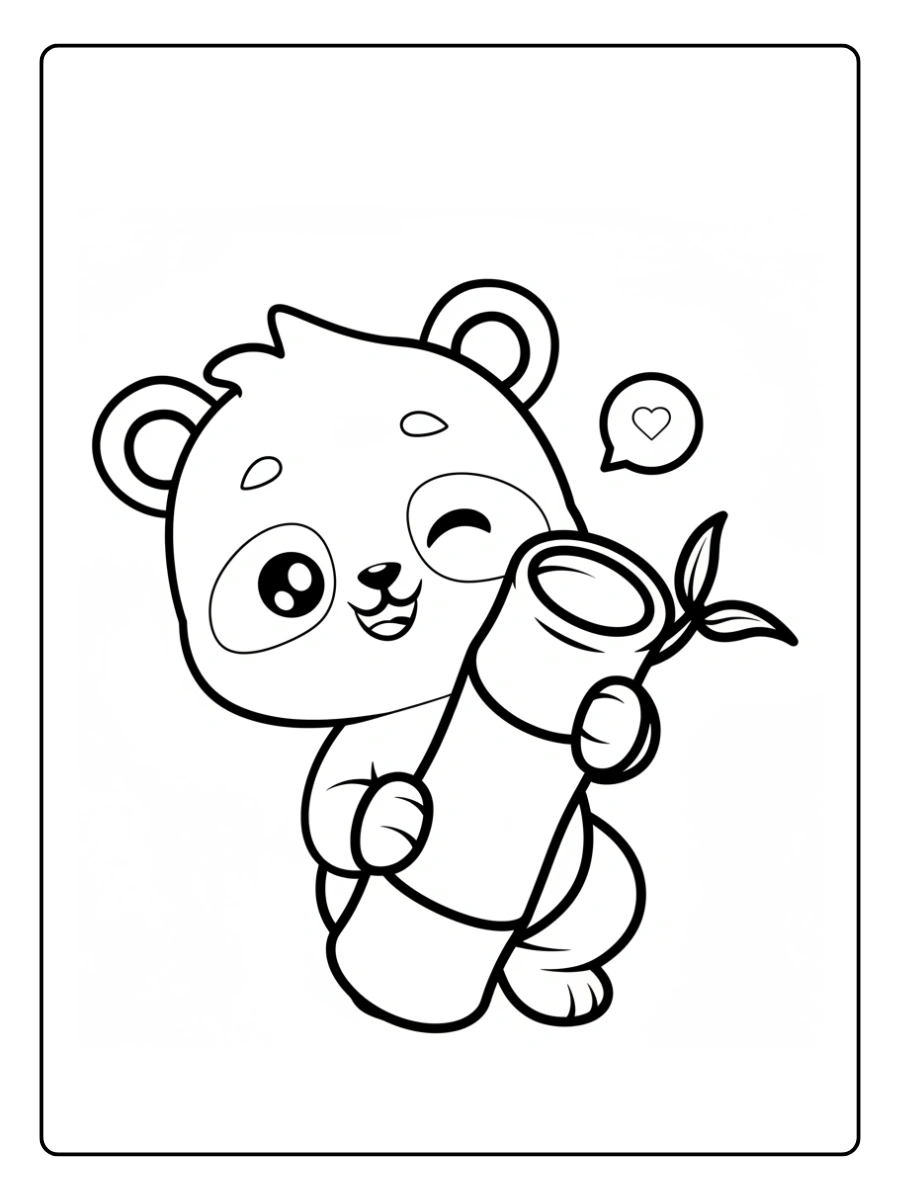 Cute Panda Coloring Pages – Panda Bamboo Scene