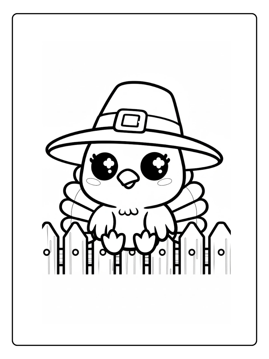Cute Turkey Coloring Pages – Kawaii Turkey