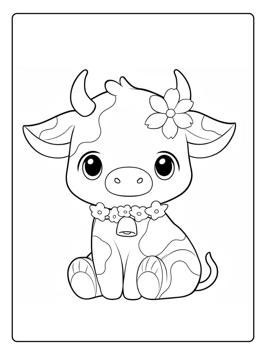 Cute Cow Coloring Pages – Cute Cow Face
