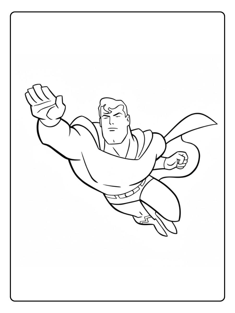 Action Pose Superman Coloring Page Thick Lines Outline