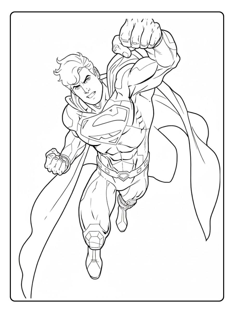 Action Pose Superman Coloring Pages Ready to Print Outline