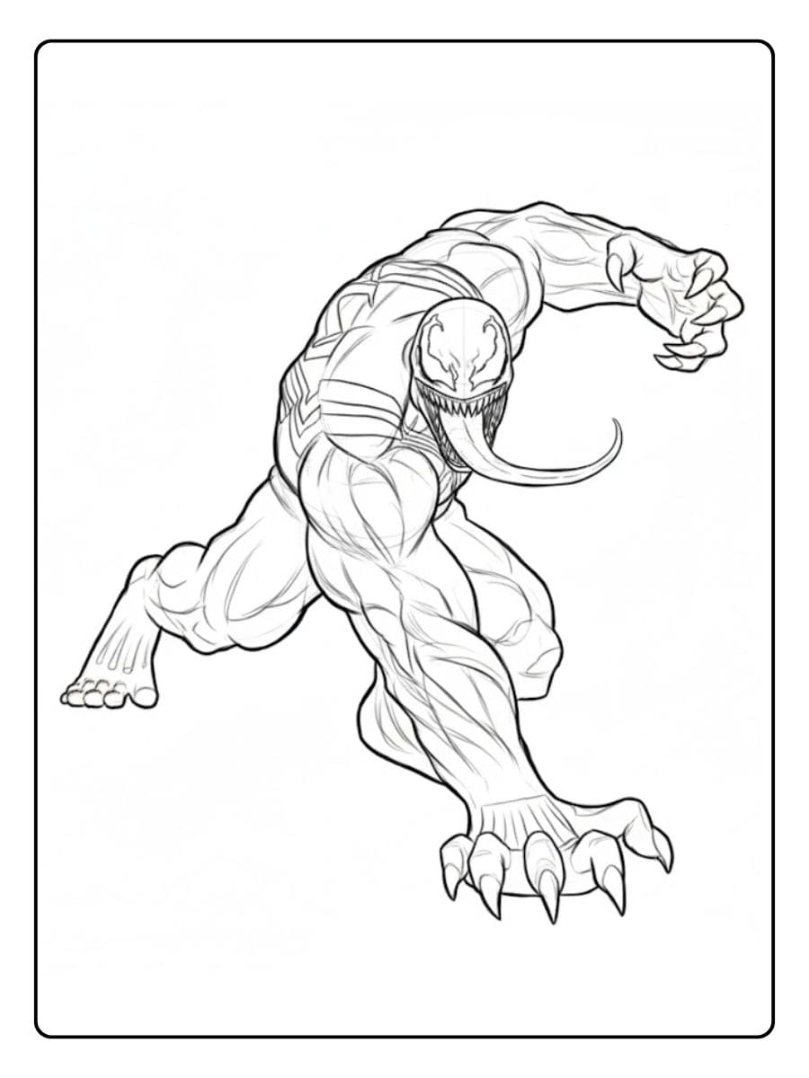 Action Venom Coloring Pages Simple Outline for Kids