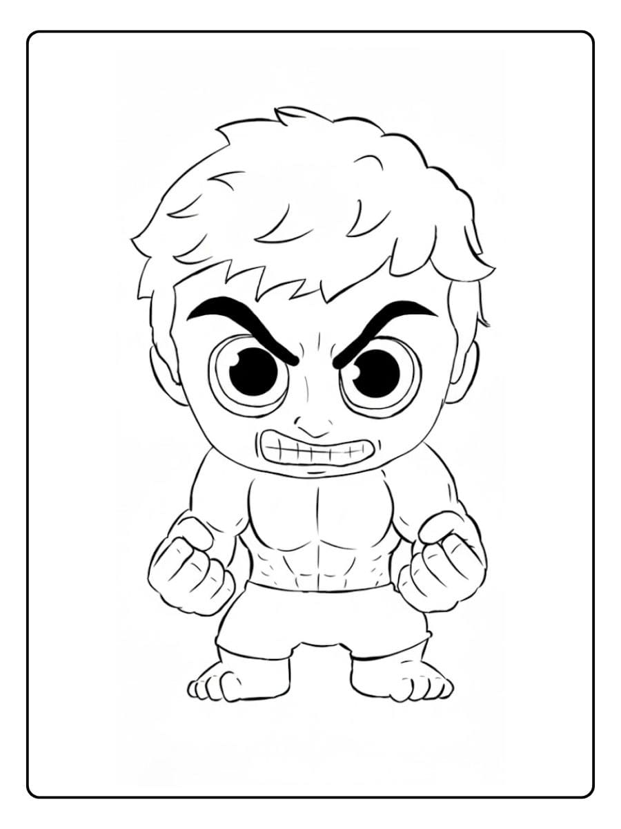 Angry Little Hulk Coloring Page for Kids