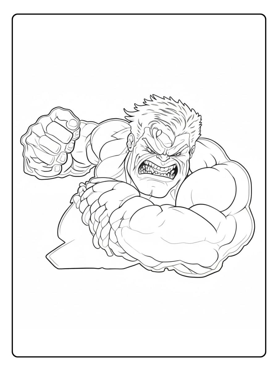 Angry Marvel Hulk Coloring Page Outline