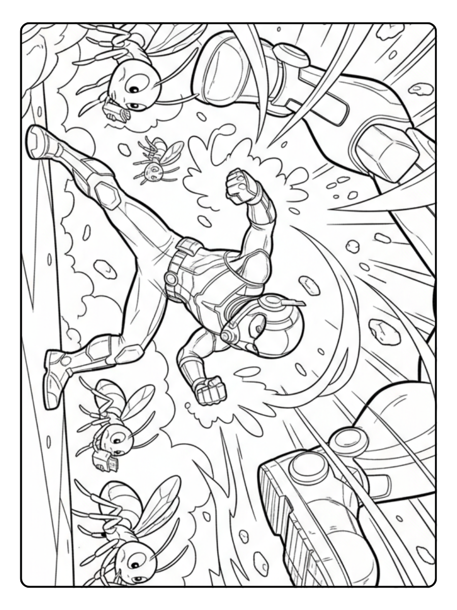 Ant Man Coloring Pages – Ant Man Fighting Scene