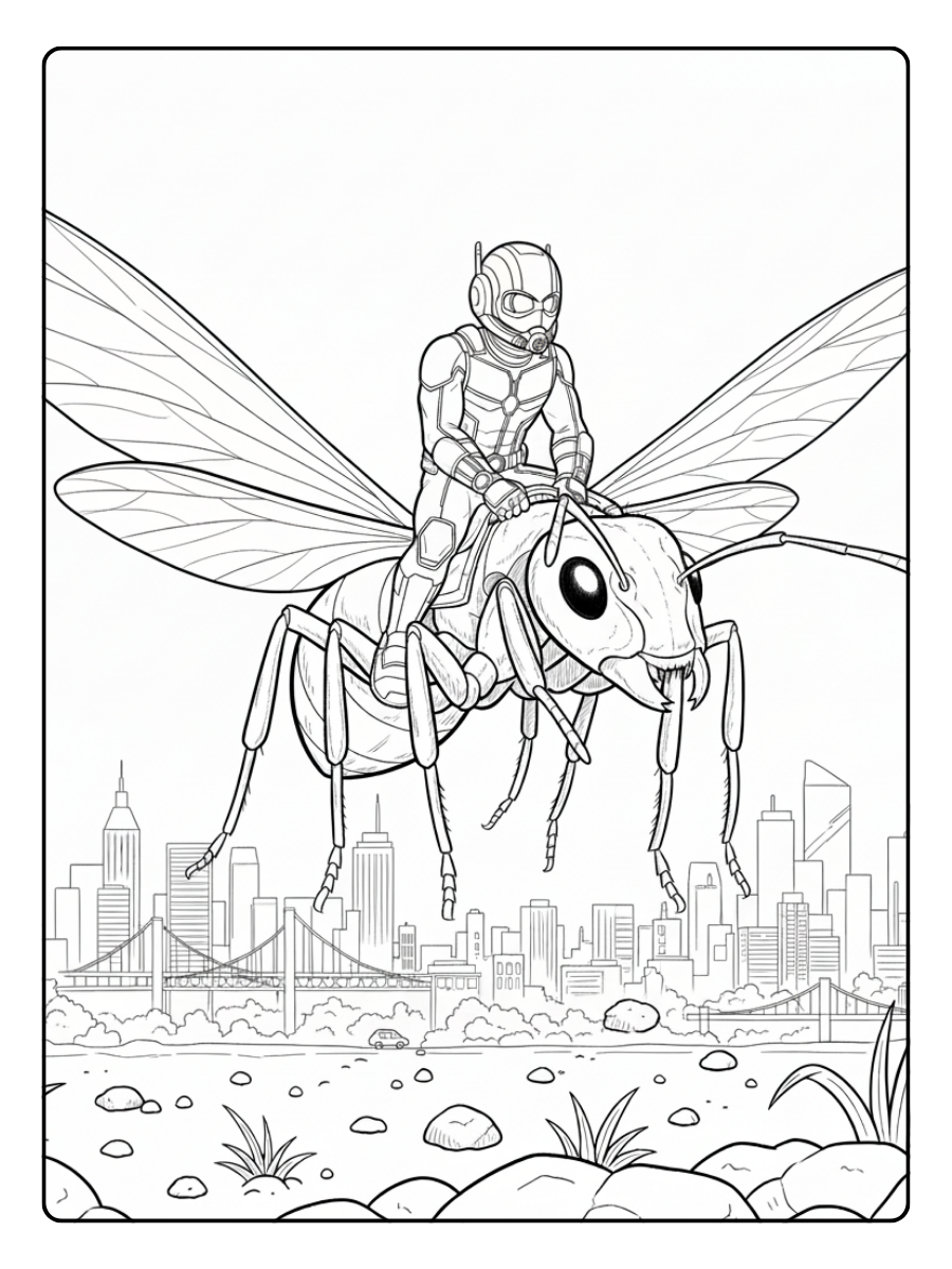Ant Man Coloring Pages – Ant Man Flying Ant
