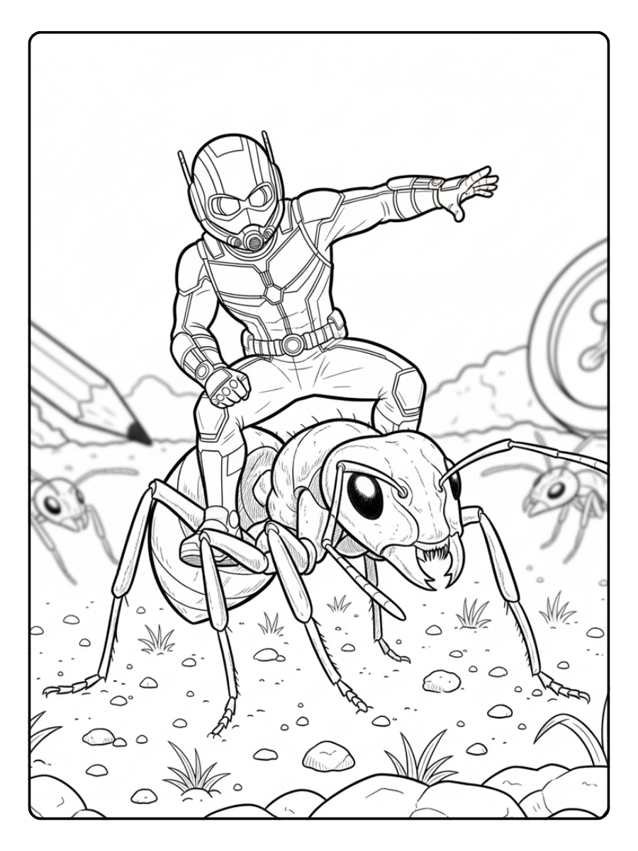 Ant Man Coloring Pages – Ant Man Riding Ant