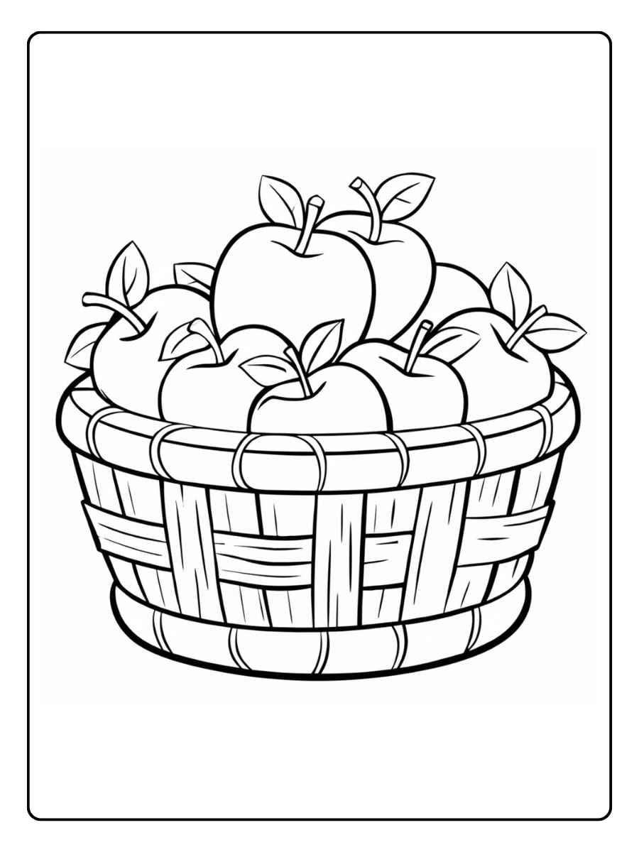Apple Basket Illustration Apples Coloring Pages