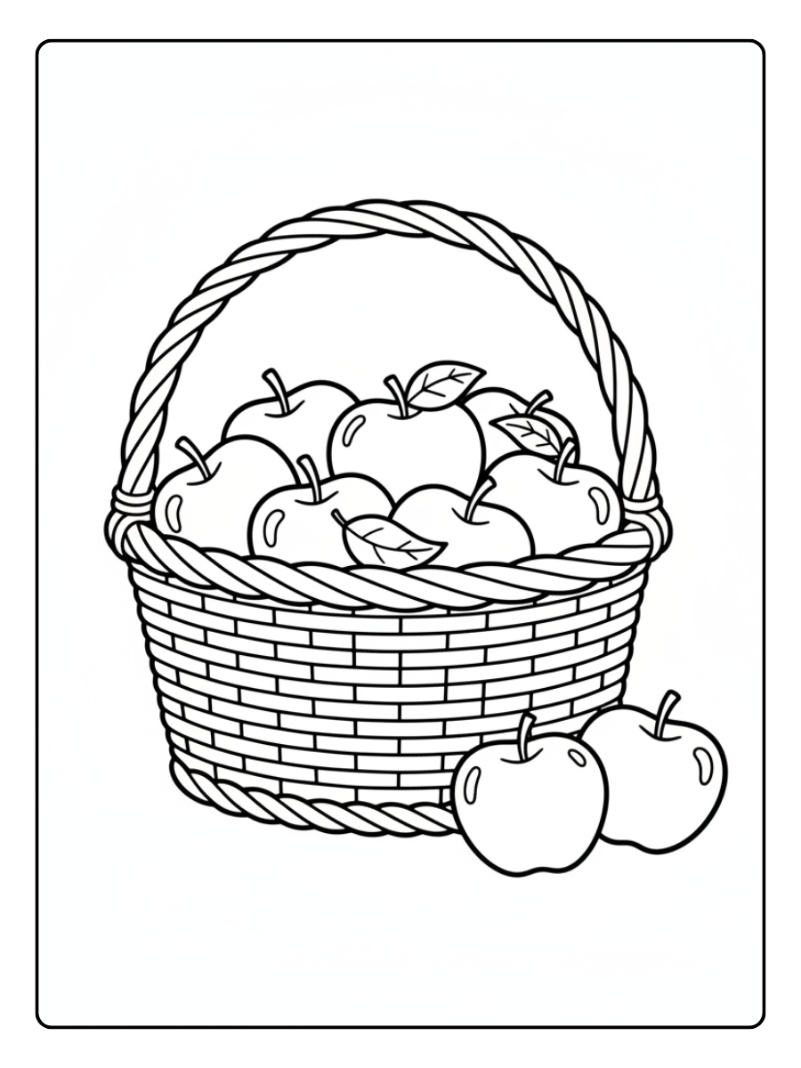 Apples Coloring Pages – Apple Basket