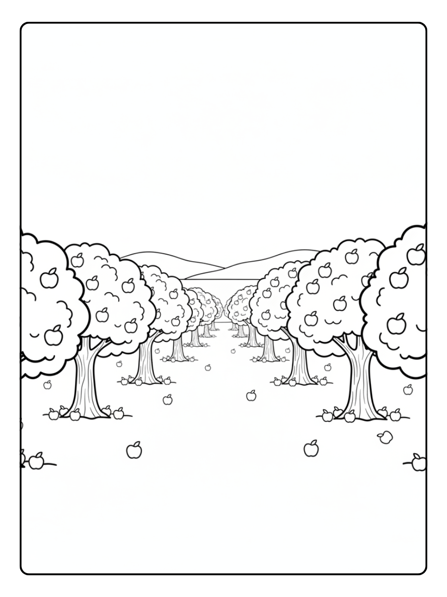 Apples Coloring Pages – Apple Orchard