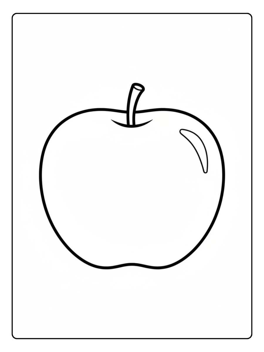 Apples Coloring Pages – Apple with Stem