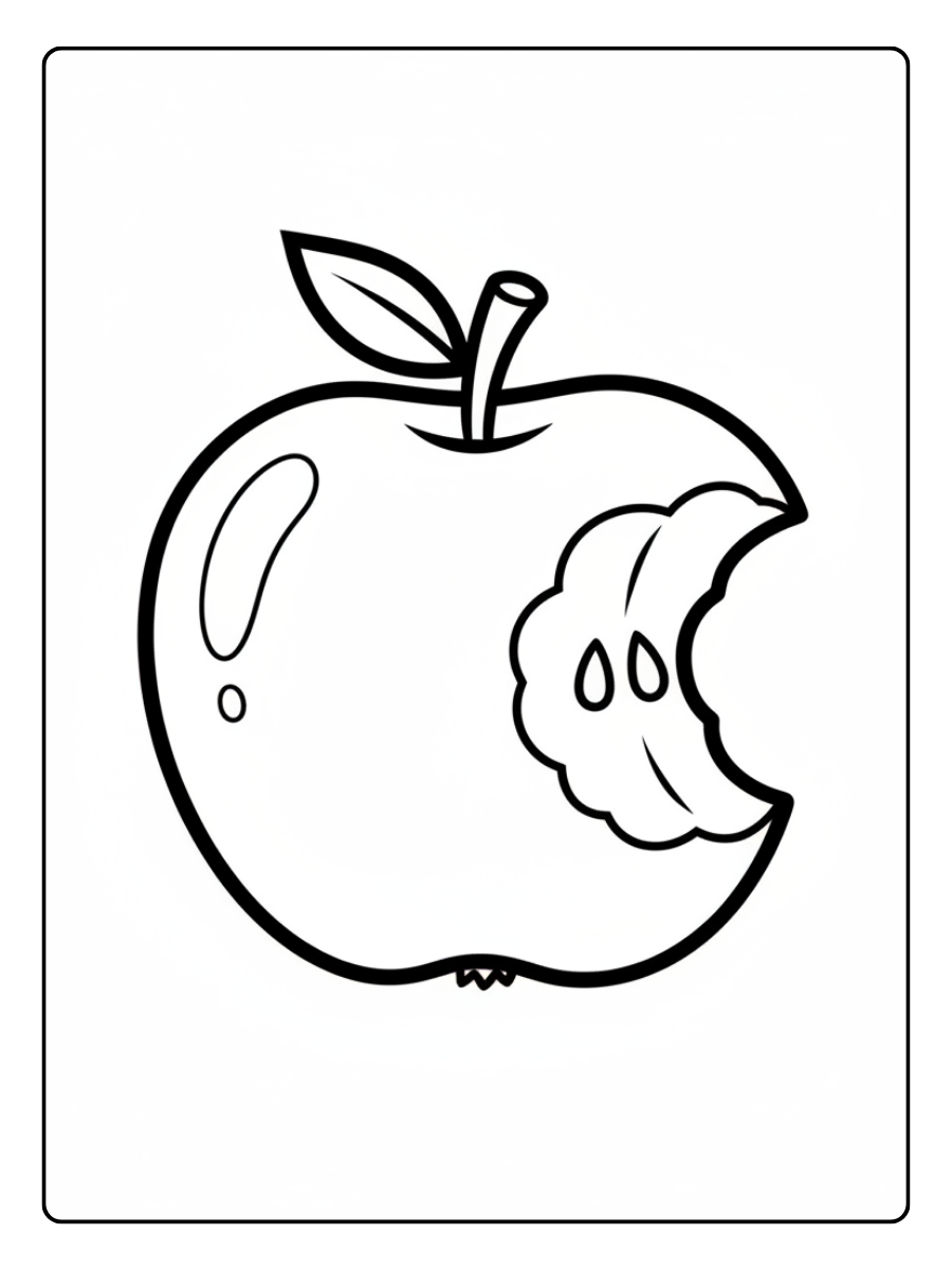 Apples Coloring Pages – Bitten Apple