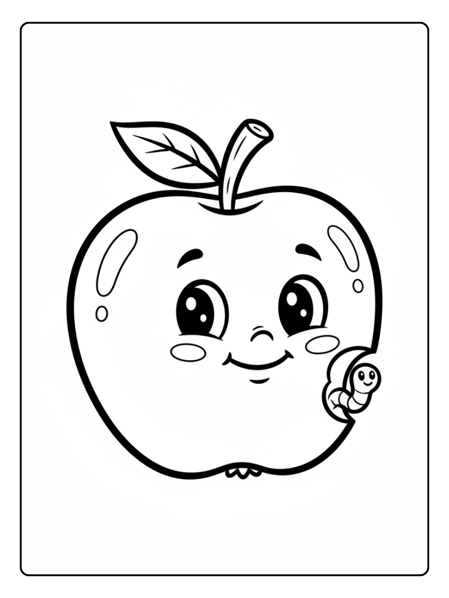 Apples Coloring Pages – Cute Apple