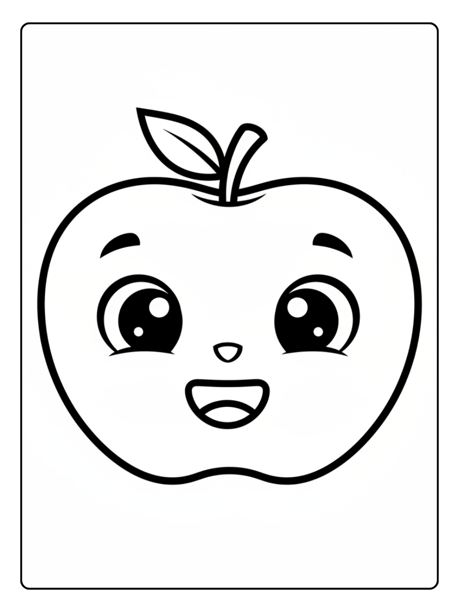 Apples Coloring Pages – Happy Apple Face