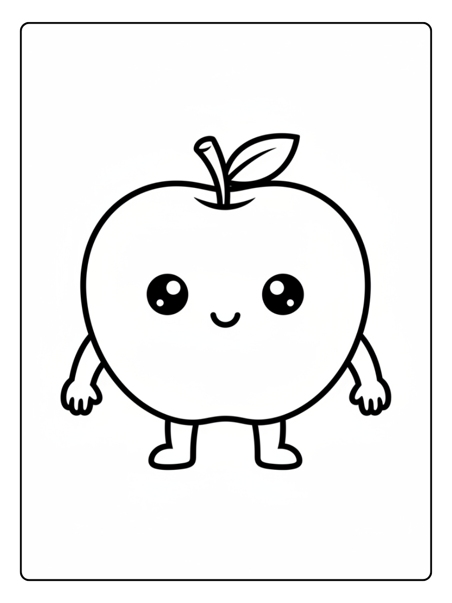 Apples Coloring Pages – Kawaii Apple