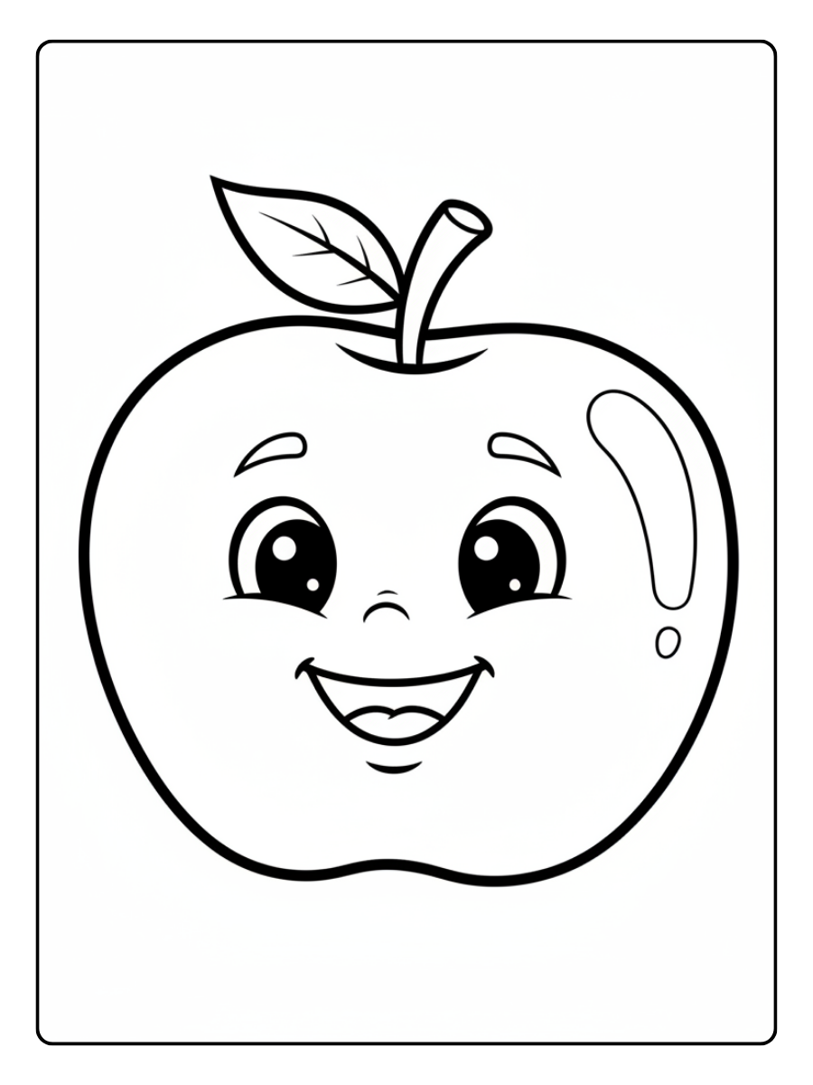 Apples Coloring Pages – Smiling Apple