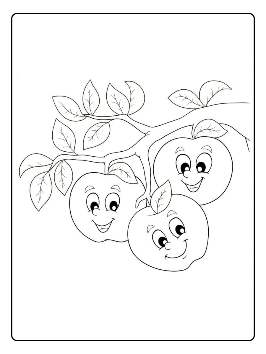 Apples on Tree Branch Apples Coloring Pages