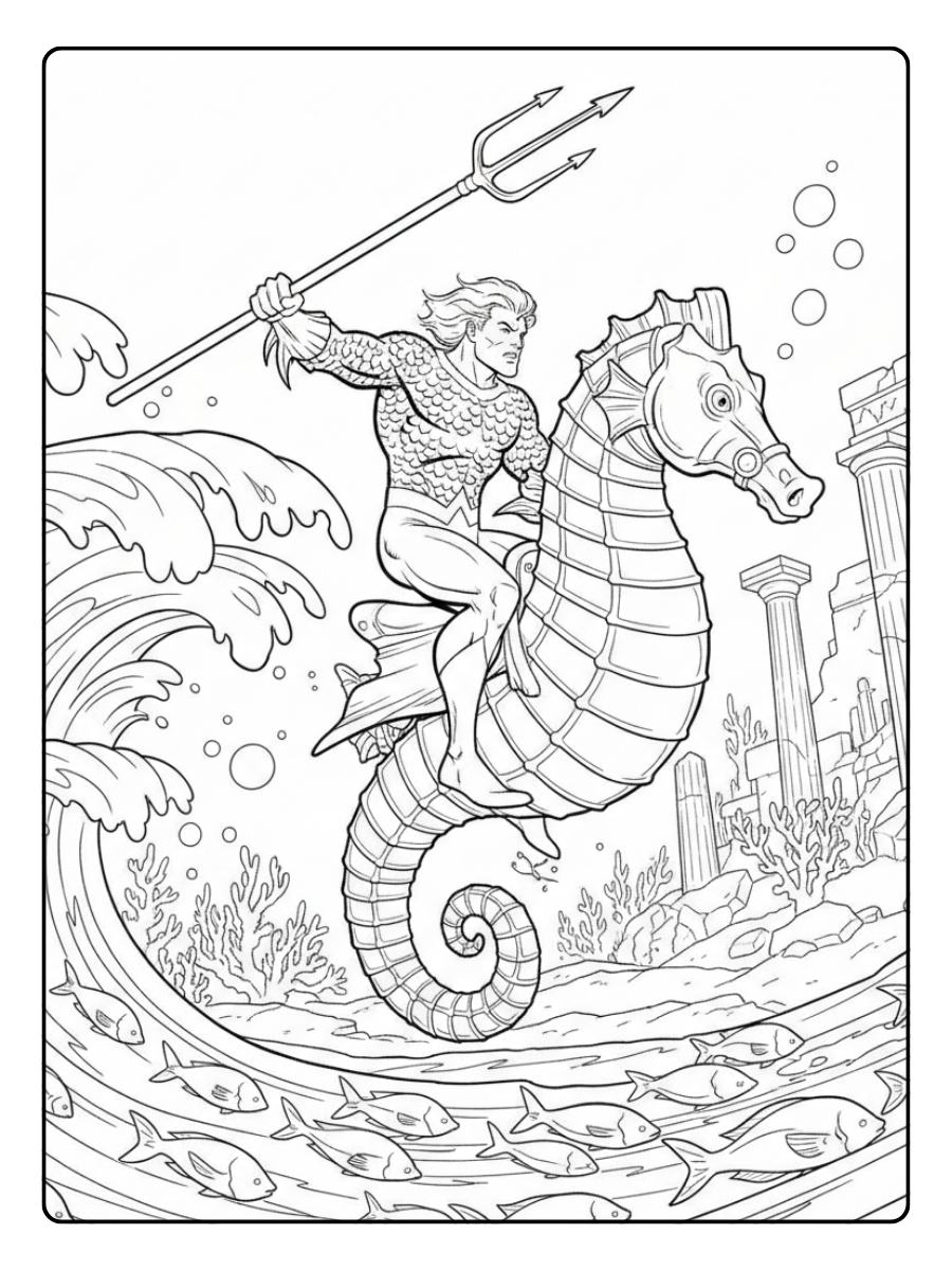 Aquaman Coloring Pages – Aquaman Action Scene