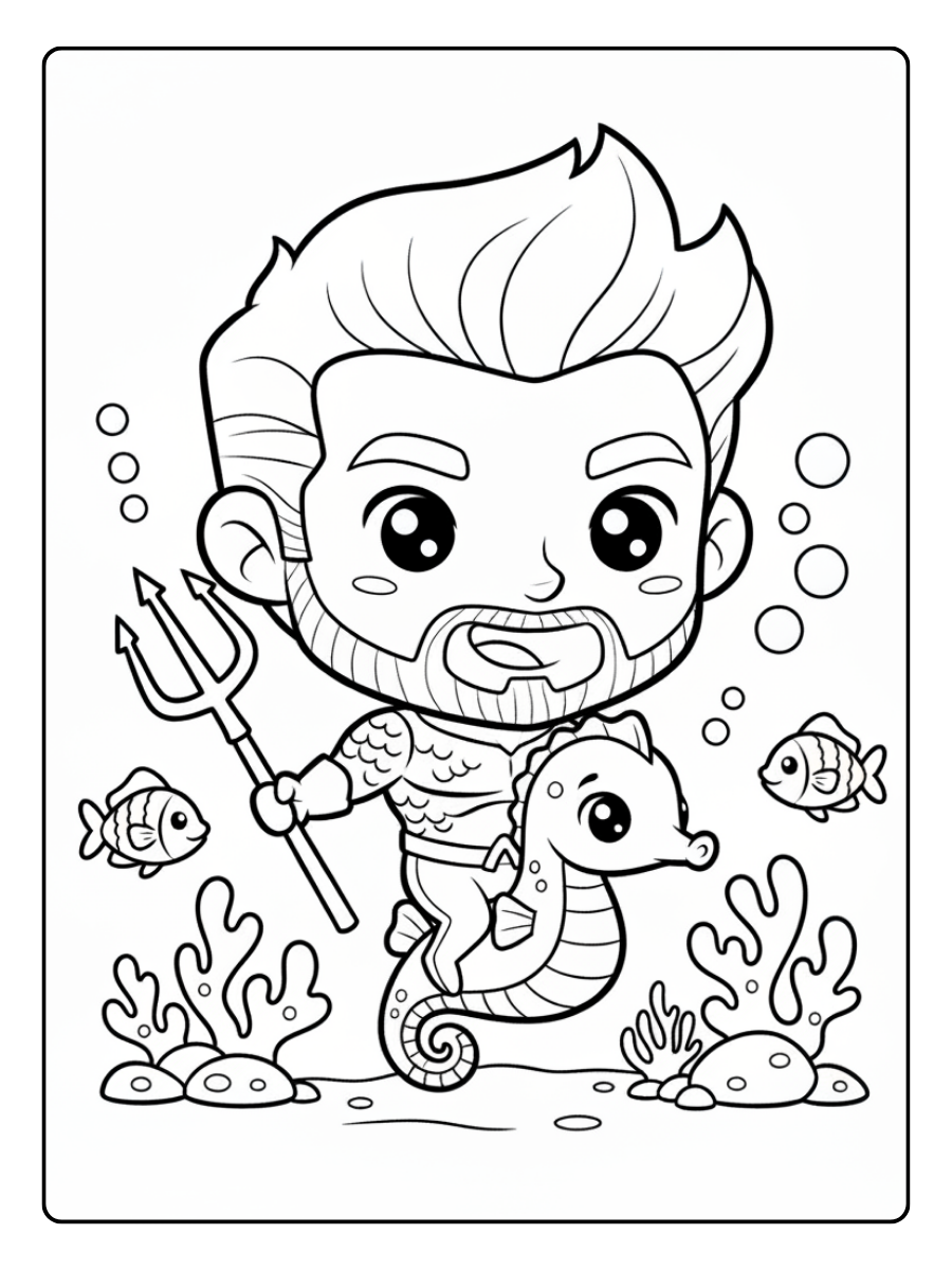 Aquaman Coloring Pages – Aquaman Cute Style