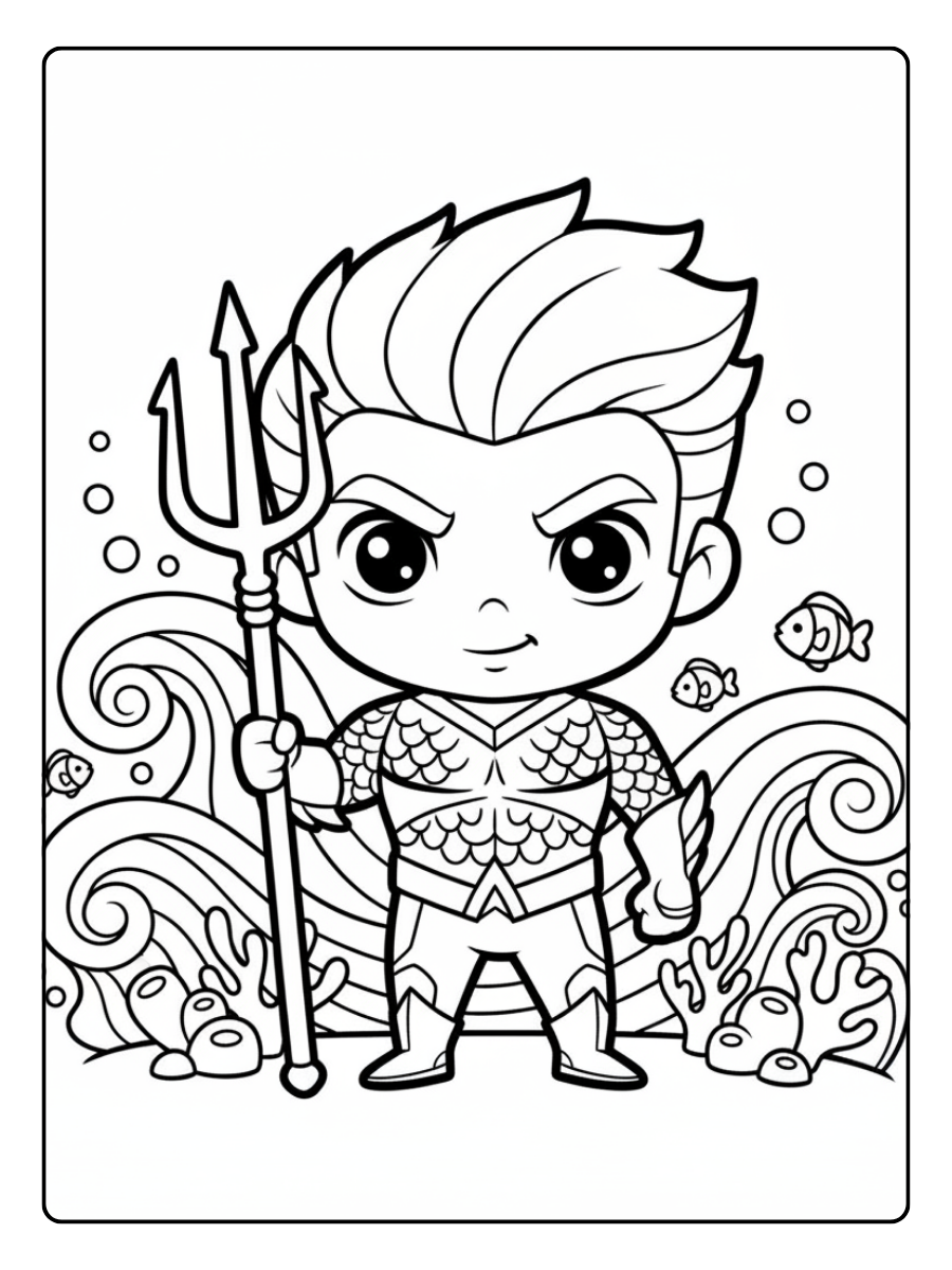 Aquaman Coloring Pages – Aquaman Kawaii
