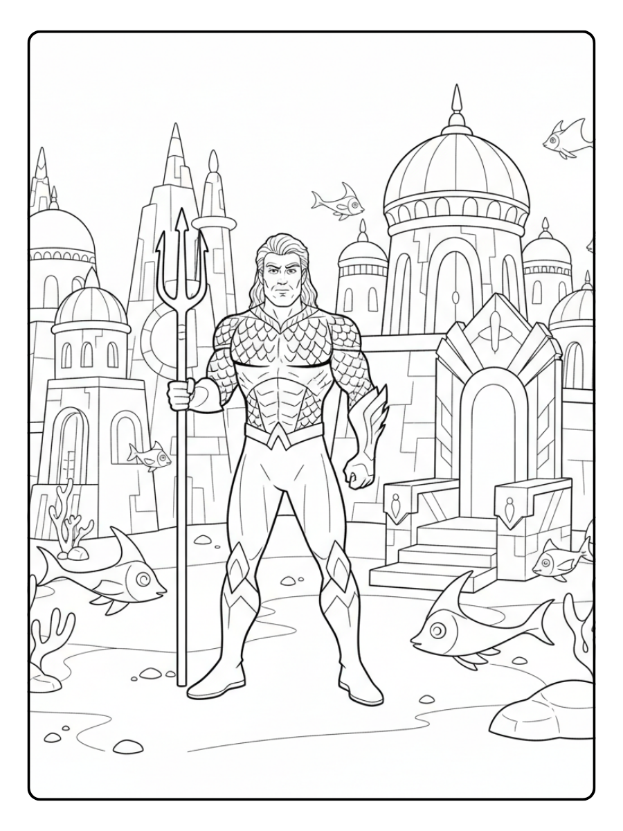 Aquaman Coloring Pages – Aquaman Kingdom Scene