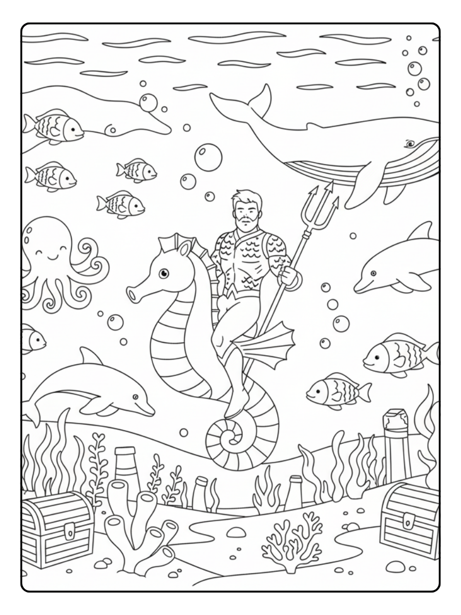 Aquaman Coloring Pages – Aquaman Ocean Scene