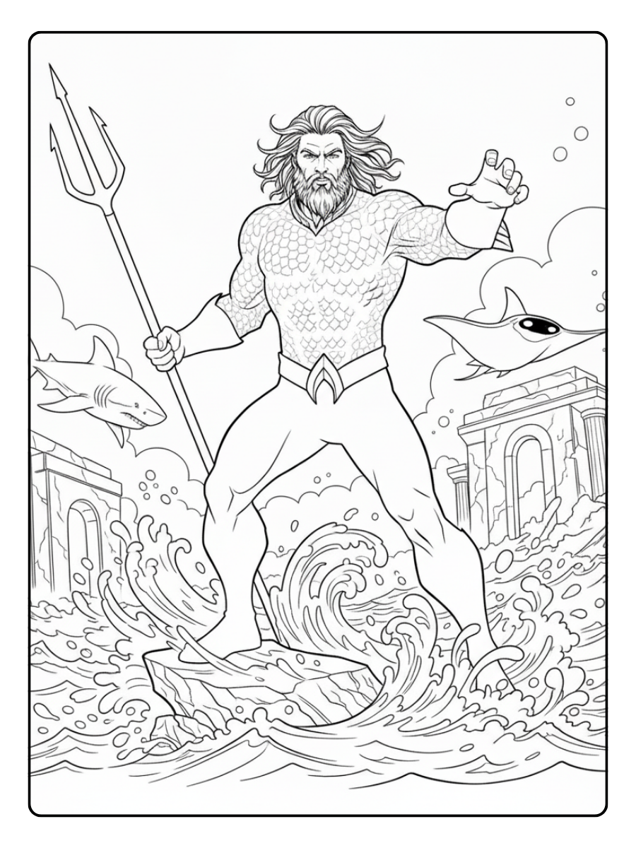 Aquaman Coloring Pages – Aquaman Power Stance