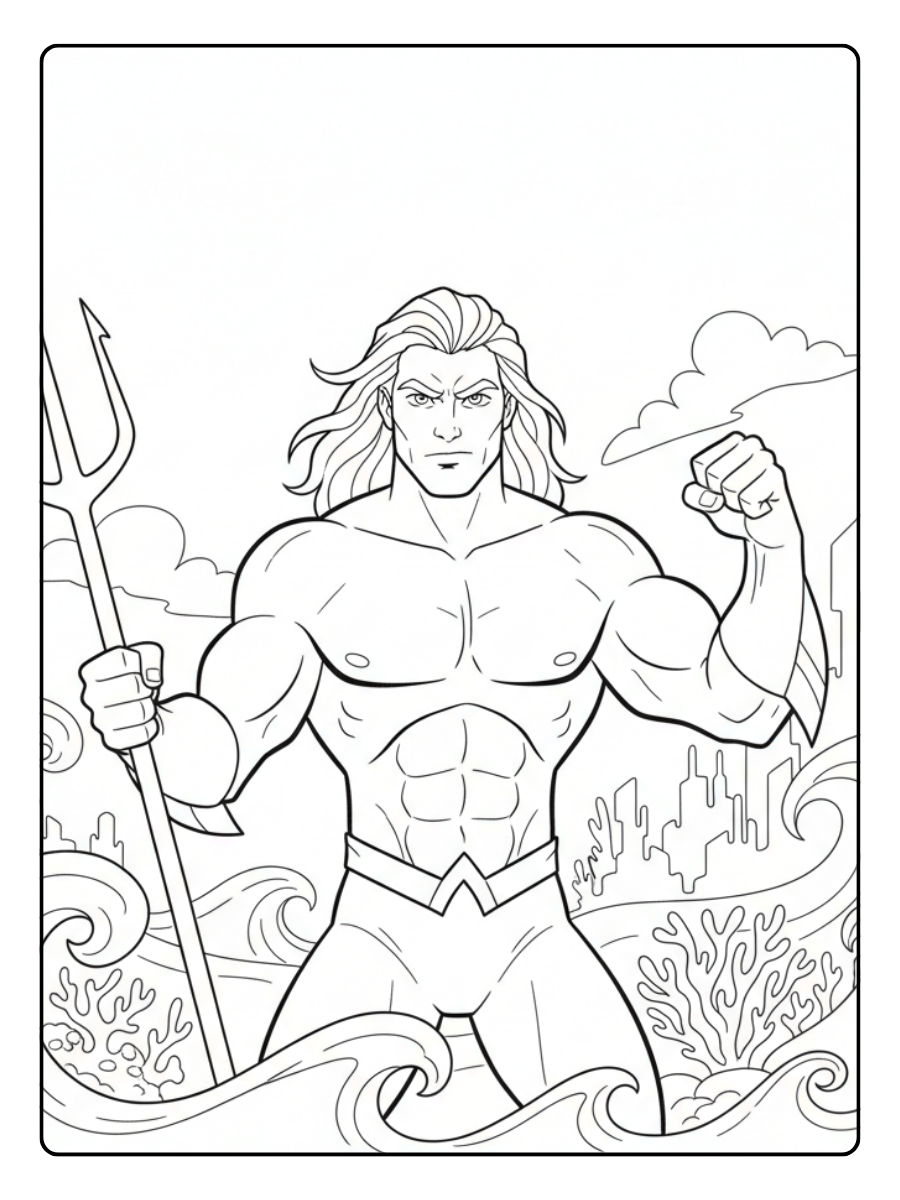 Aquaman Coloring Pages – Aquaman Strong Pose
