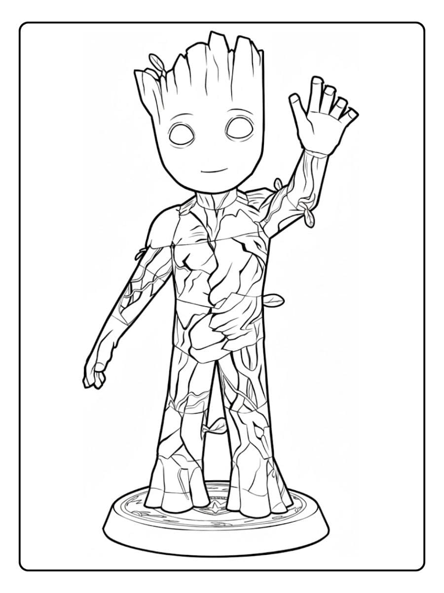 Baby Groot Waving Outline Simple Groot Coloring Pages