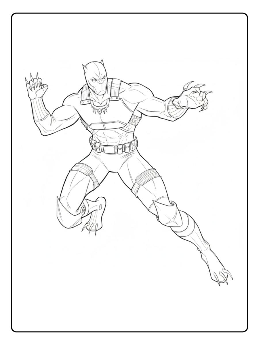 Basic Black Panther Frame Drawing Coloring Pages