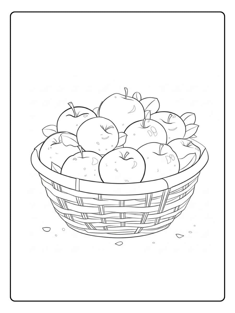 Basket of Apples Apples Coloring Pages