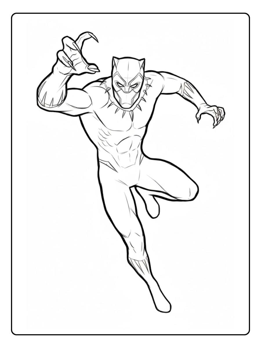 Black Panther Coloring Pages Simple Outline for Kids
