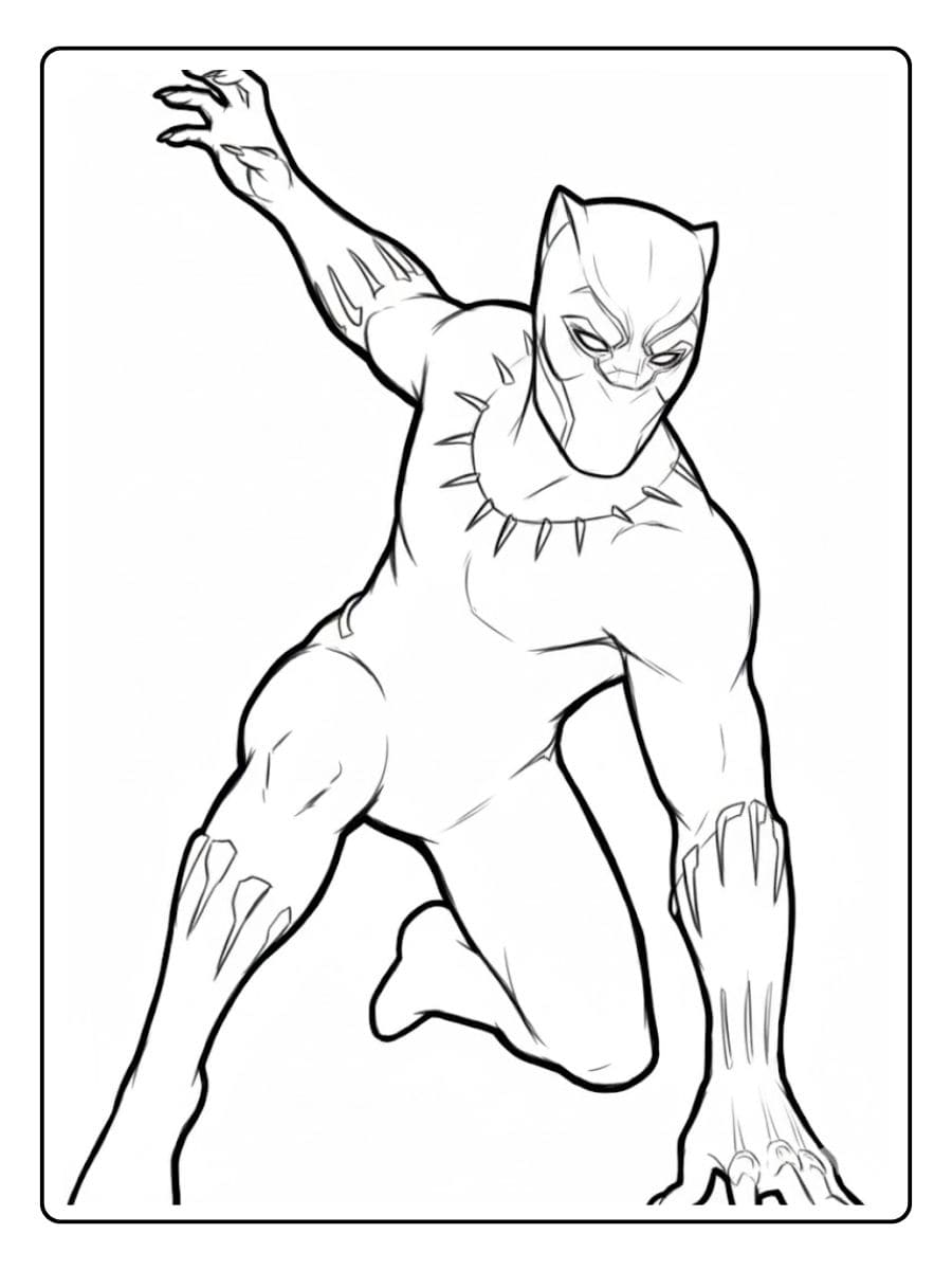 Black Panther Coloring Pages T Challa Line Art Sketch