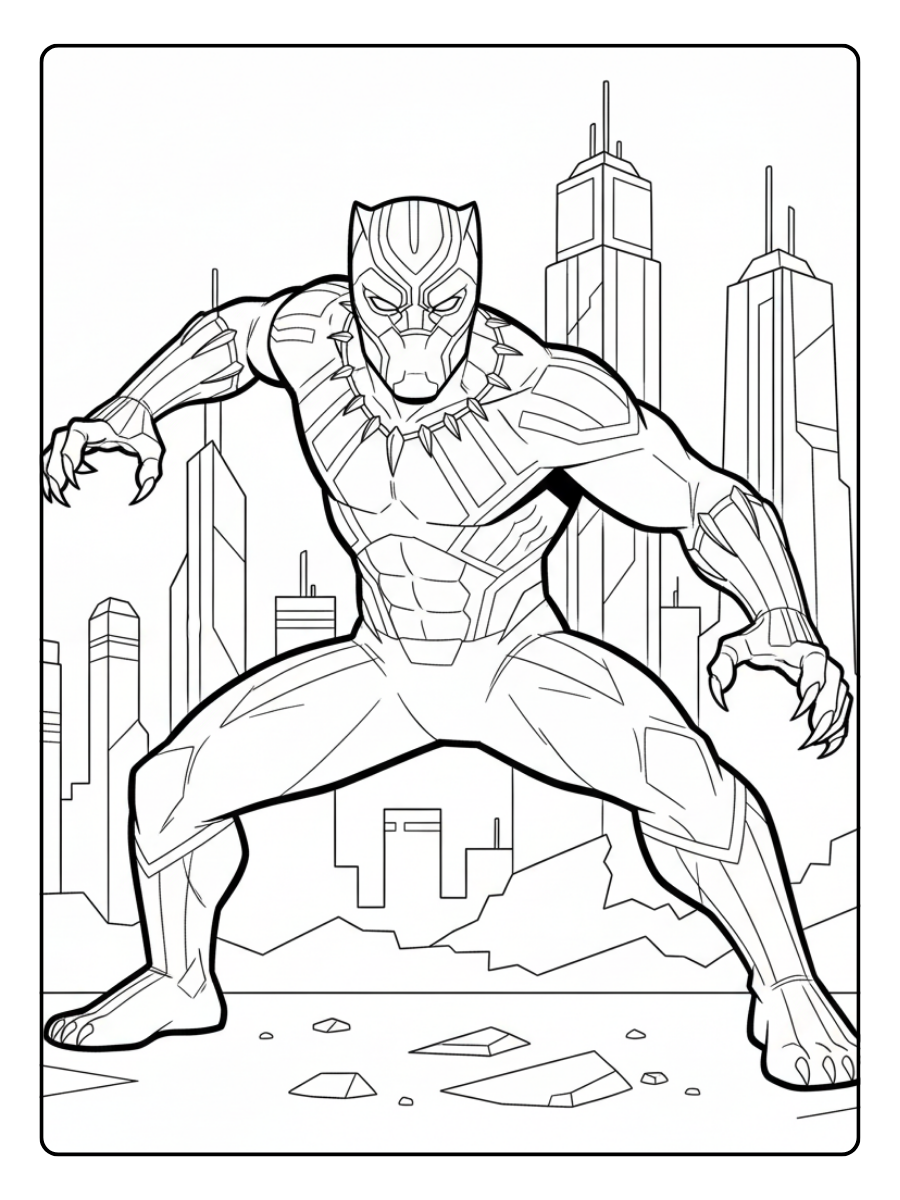 Black Panther Coloring Pages – Black Panther Battle Ready