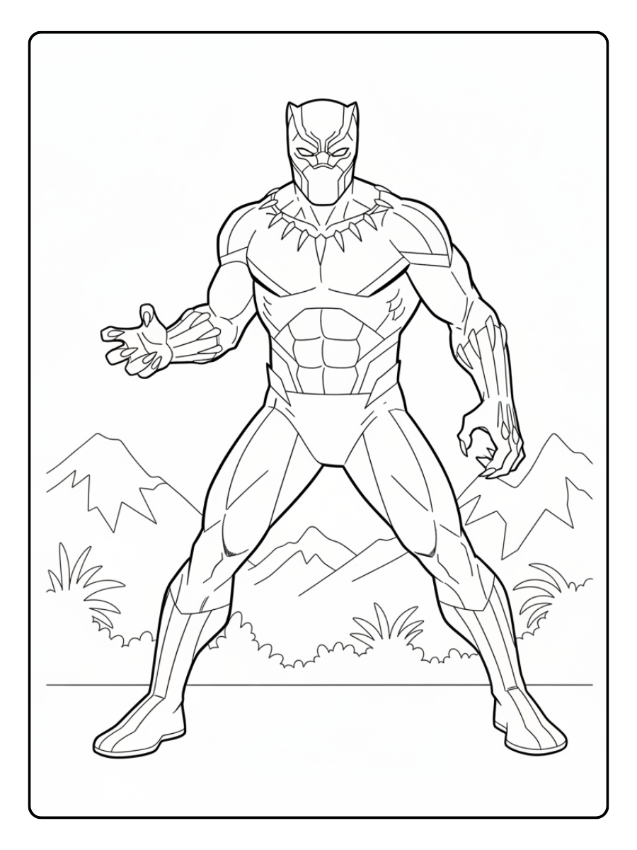 Black Panther Coloring Pages – Black Panther Classic Pose