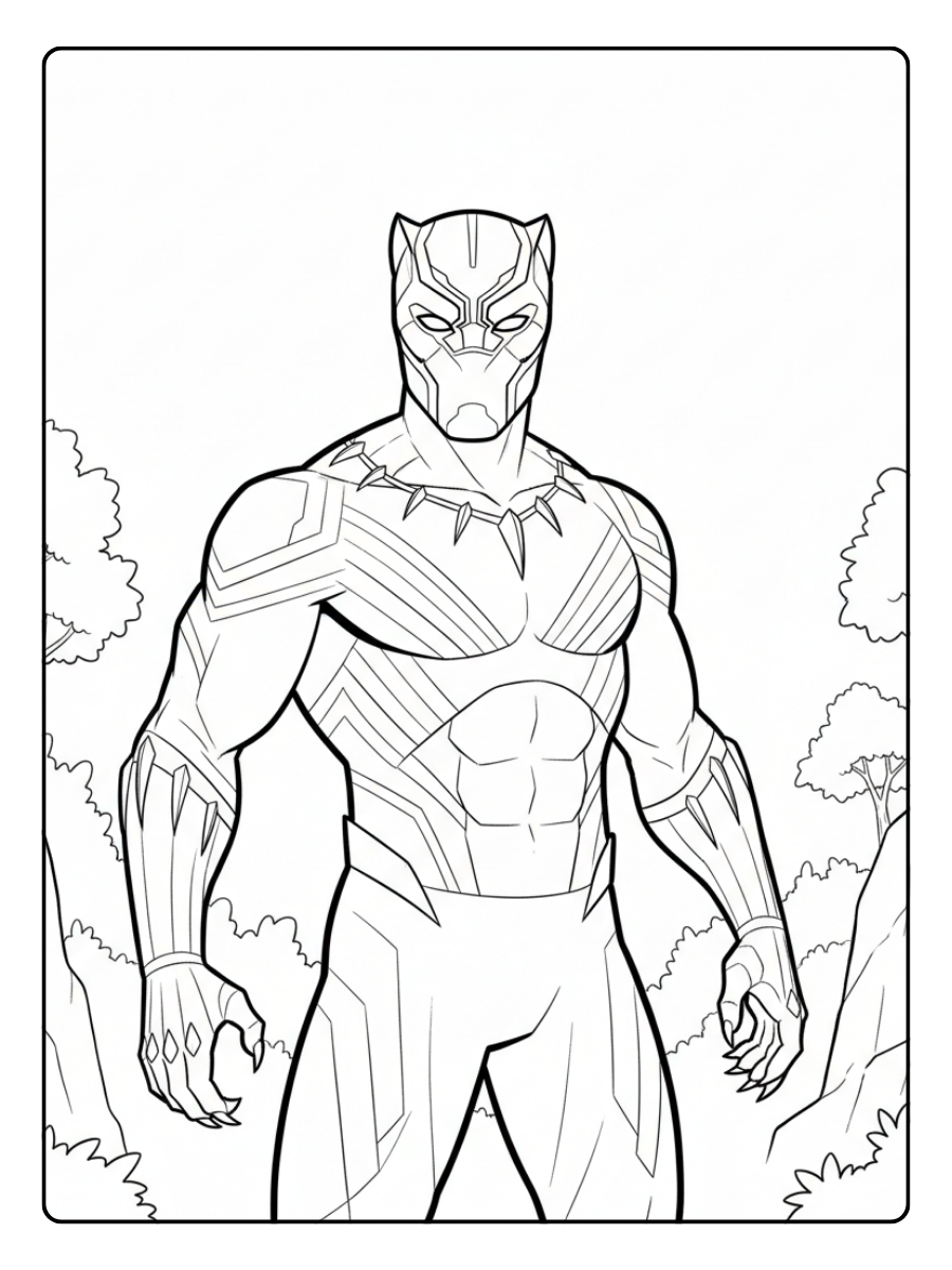 Black Panther Coloring Pages – Black Panther Masked Hero