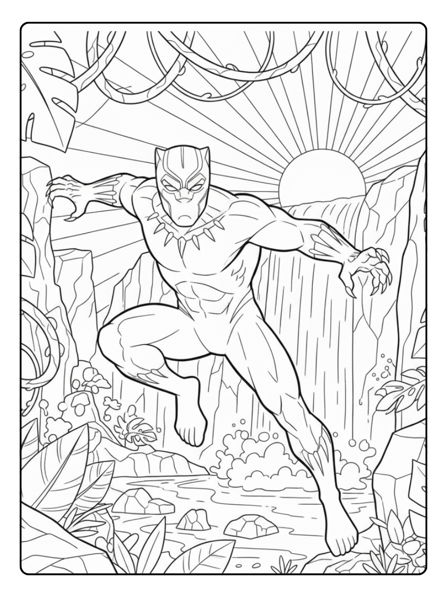 Black Panther Coloring Pages – Black Panther Nature Background