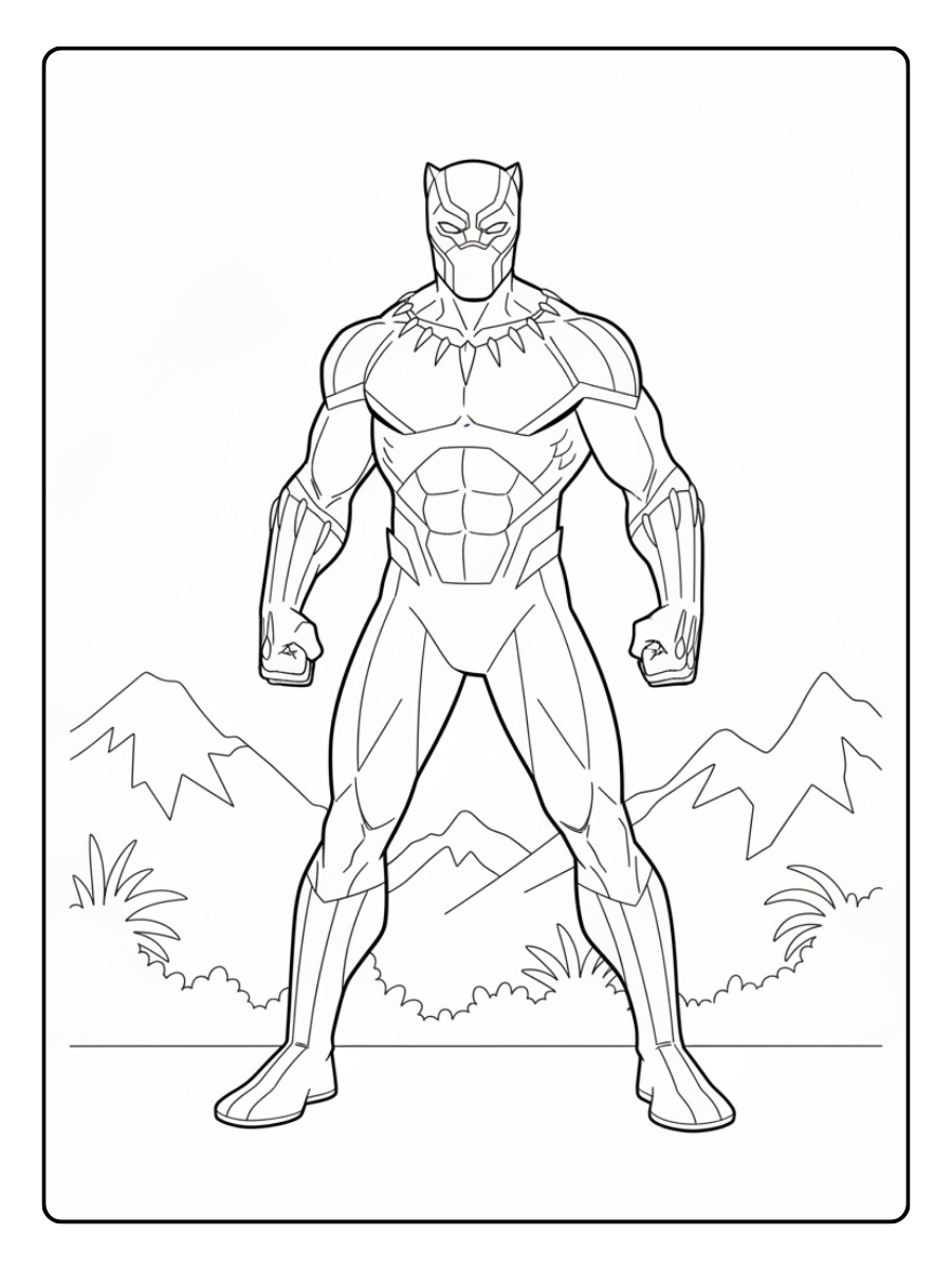 Black Panther Coloring Pages – Black Panther Standing Strong