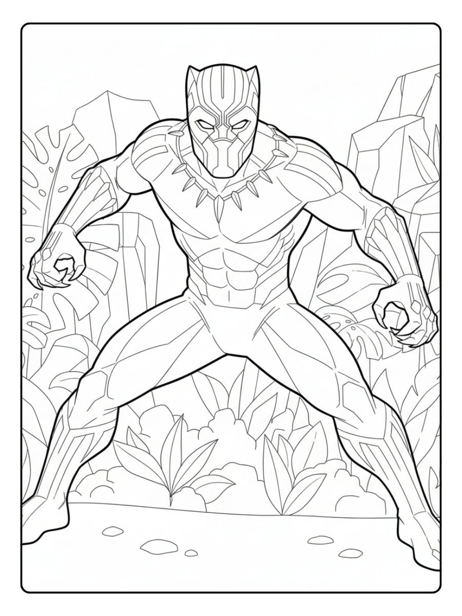 Black Panther Coloring Pages – Black Panther Warrior Pose