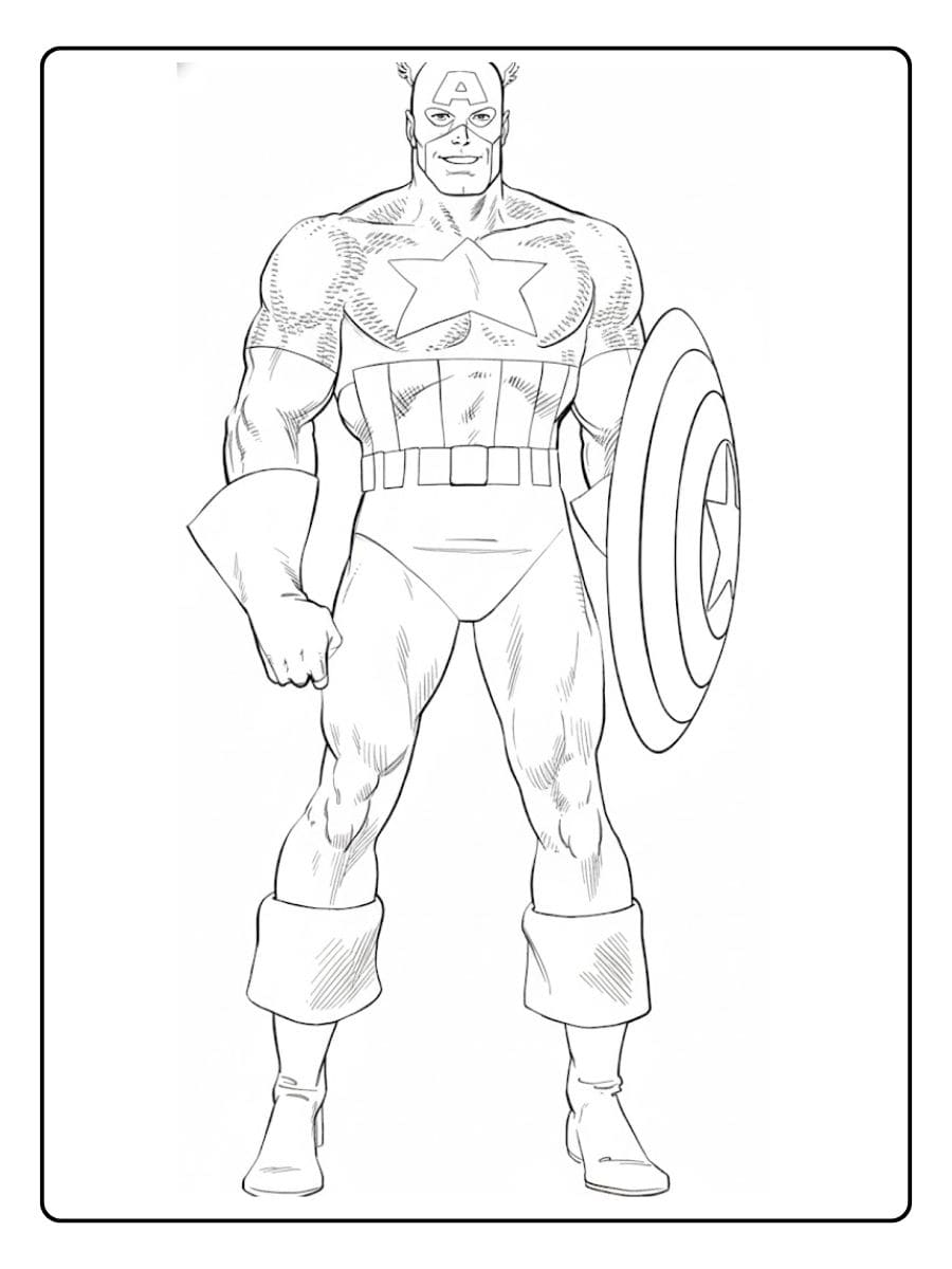 Black and White Captain America Coloring Pages Sketch