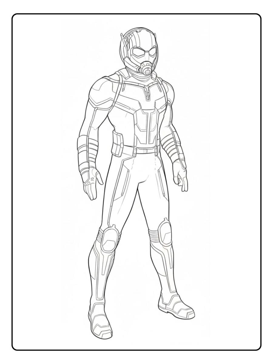 Black and White Outline Drawing of Ant Man
